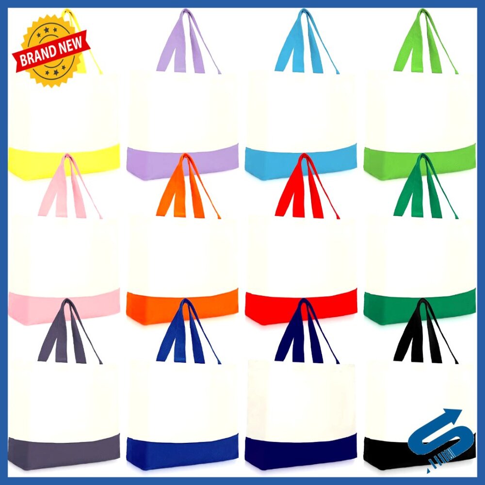 Canvas Tote Bags Bulk Pack Reusable Grocery Shopping Eco-Friendly Minimal
